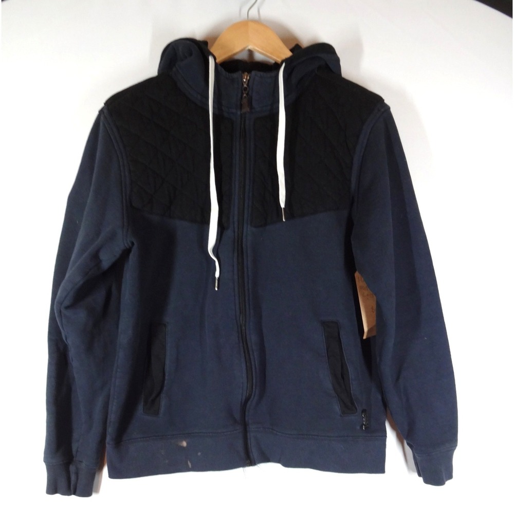 VTG Harley Davidson Zip Hoodie Mens Large Navy Black Quilted Biker Moto